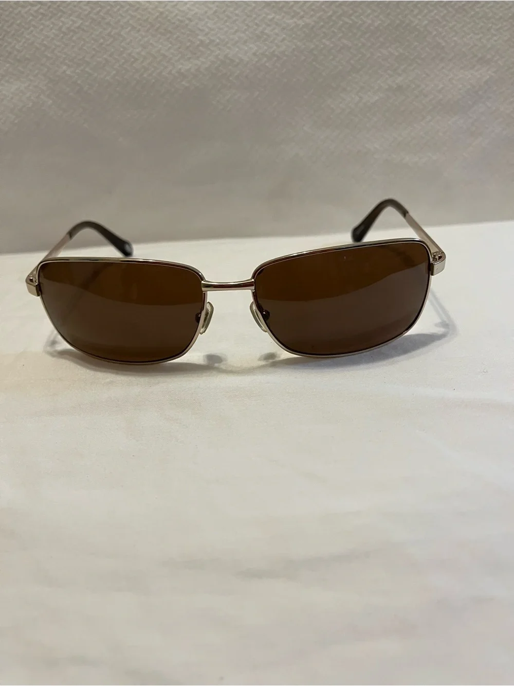 Vintage Fossil Men's Brown Lens Gold Metal Frame Sunglasses